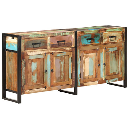 Sideboard Mixed Color Solid Reclaimed Wood and Powder-Coated Steel