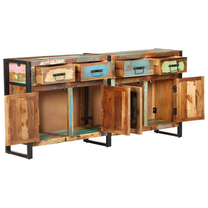 Sideboard Mixed Color Solid Reclaimed Wood and Powder-Coated Steel