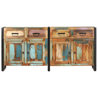 Sideboard Mixed Color Solid Reclaimed Wood and Powder-Coated Steel
