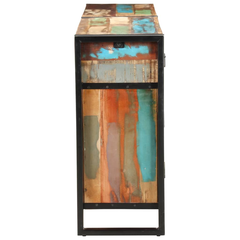 Sideboard Mixed Color Solid Reclaimed Wood and Powder-Coated Steel