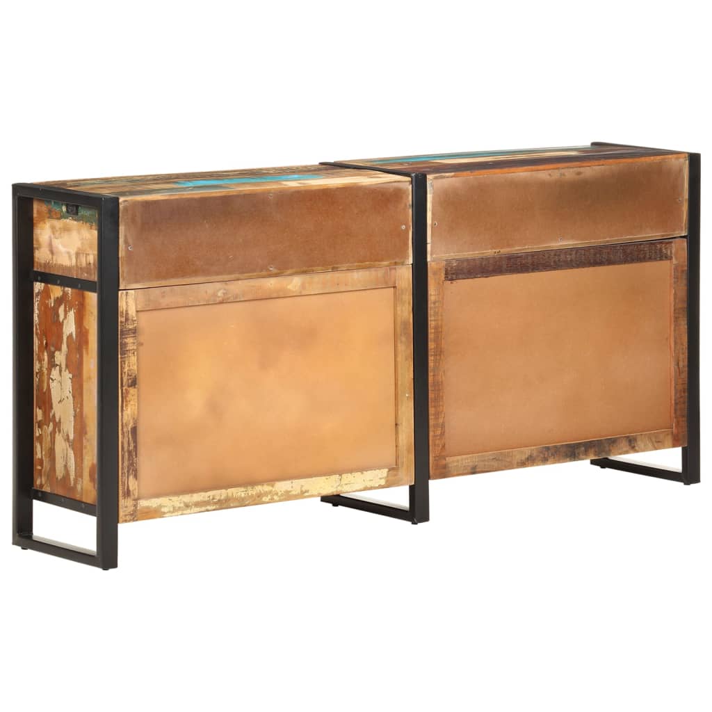 Sideboard Mixed Color Solid Reclaimed Wood and Powder-Coated Steel