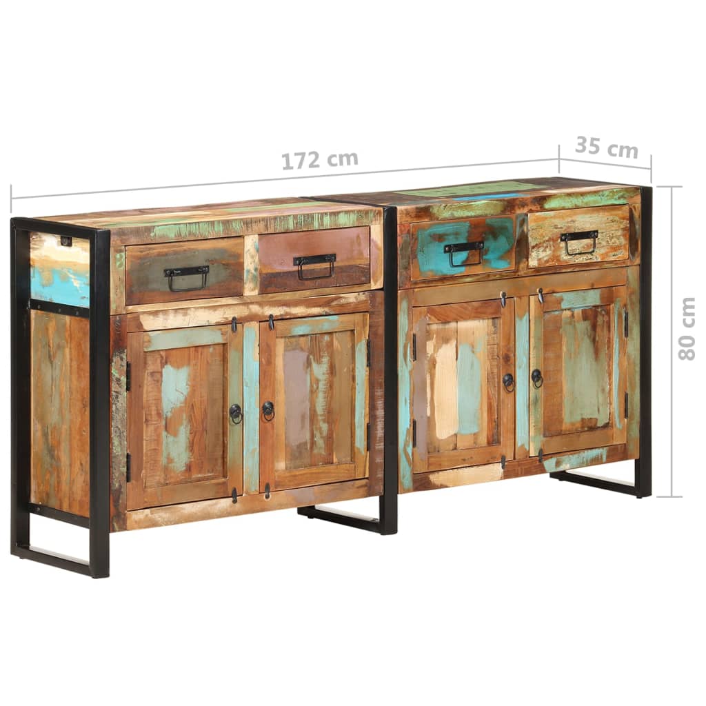 Sideboard Mixed Color Solid Reclaimed Wood and Powder-Coated Steel
