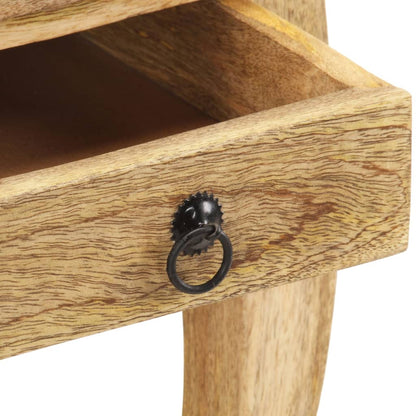 Nightstand Natural Brown Solid Mango Wood Compact Bed Cabinet