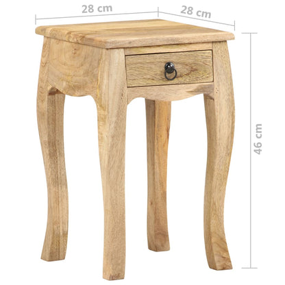 Nightstand Natural Brown Solid Mango Wood Compact Bed Cabinet