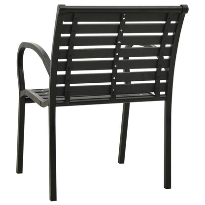 Garden Chair Set of 2 Black Steel with powder-coated finish, WPC