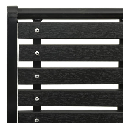Garden Chair Set of 2 Black Steel with powder-coated finish, WPC