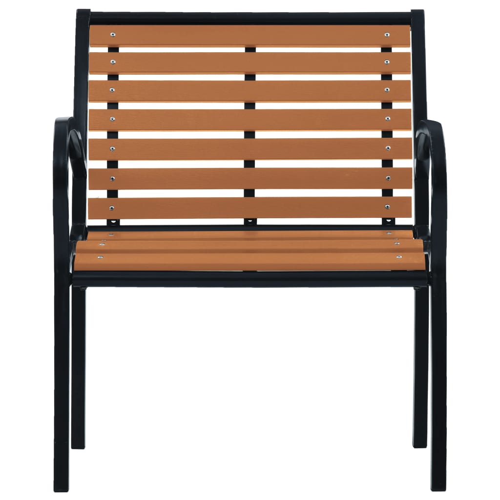Garden Chair Set of 2 Black and Brown Steel and WPC Standard