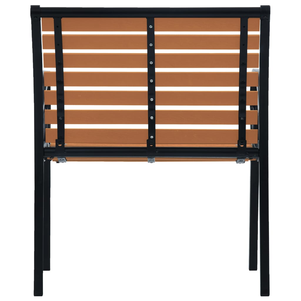 Garden Chair Set of 2 Black and Brown Steel and WPC Standard