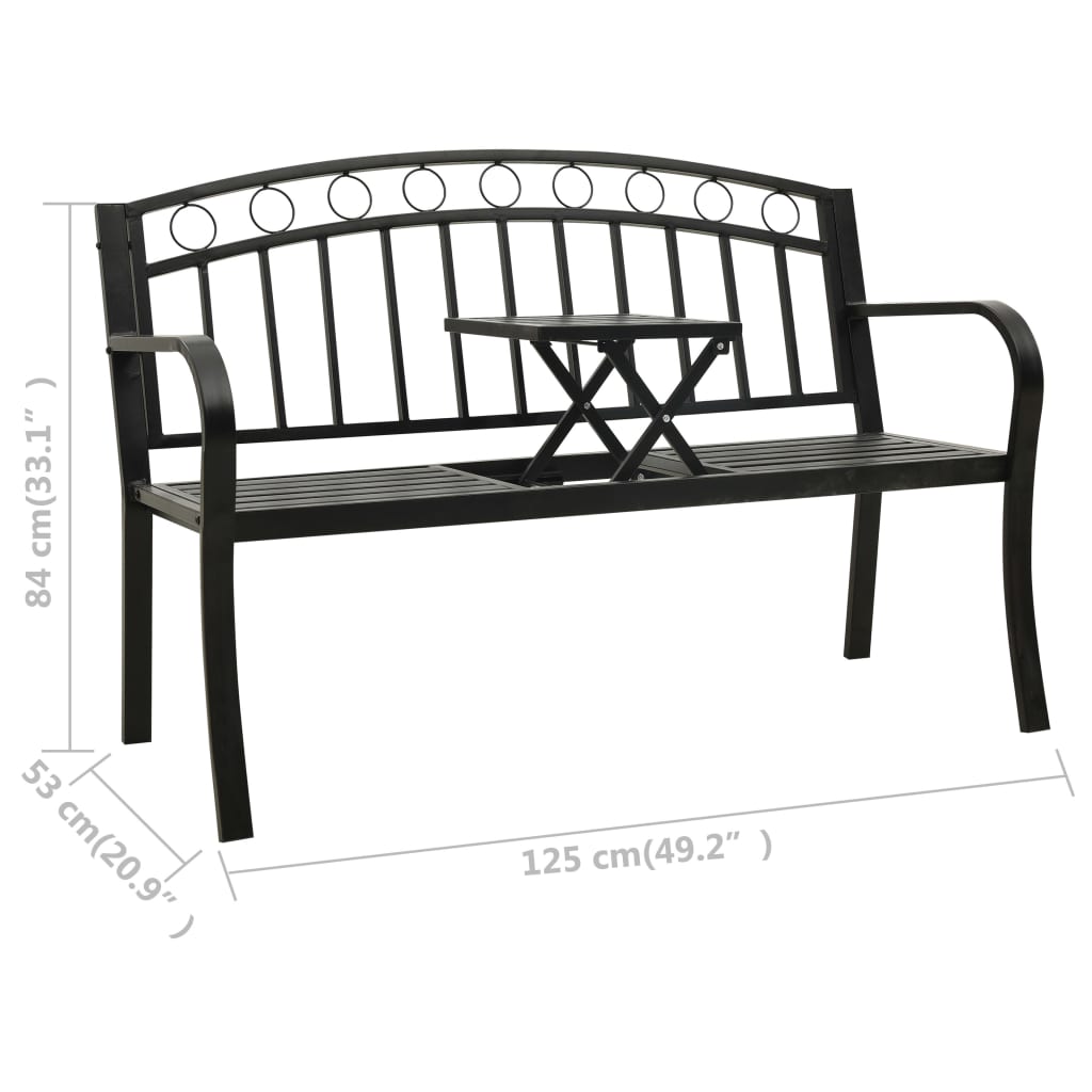 Garden Bench Black Powder-coated steel Medium Durable