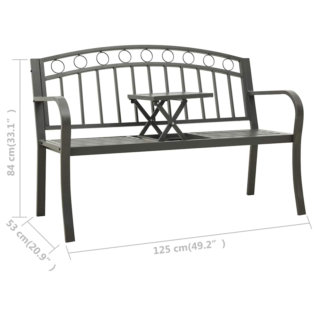 Garden Bench Grey Powder-coated steel Medium Durable
