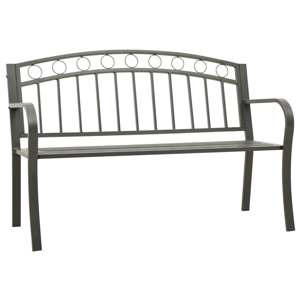 Garden Bench Grey Powder-coated steel 125 cm / 3-seater Tough