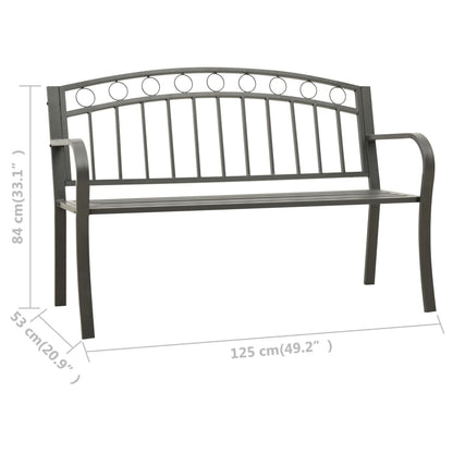 Garden Bench Grey Powder-coated steel 125 cm / 3-seater Tough