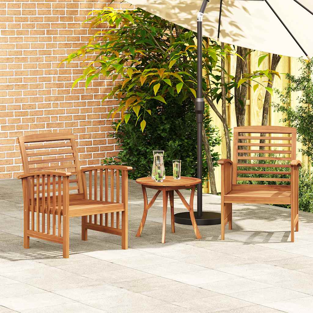 Garden Chair Set of 2 Natural wood Solid acacia wood Standard
