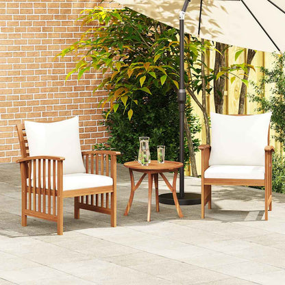Garden Chair Set of 2 Cream White (Cushions) Solid Acacia wood