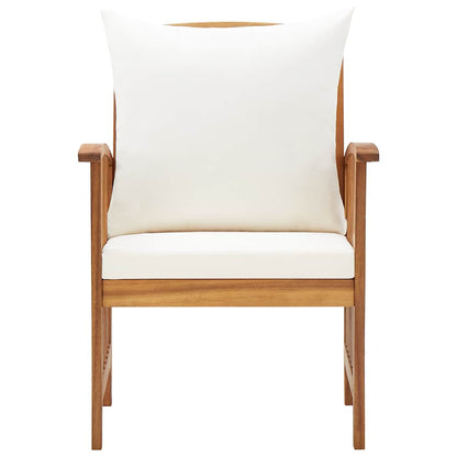Garden Chair Set of 2 Cream White (Cushions) Solid Acacia wood