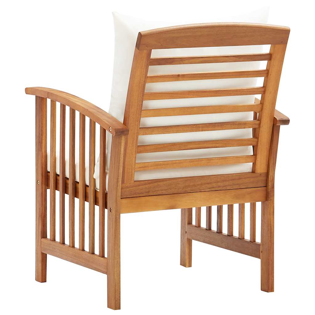 Garden Chair Set of 2 Cream White (Cushions) Solid Acacia wood