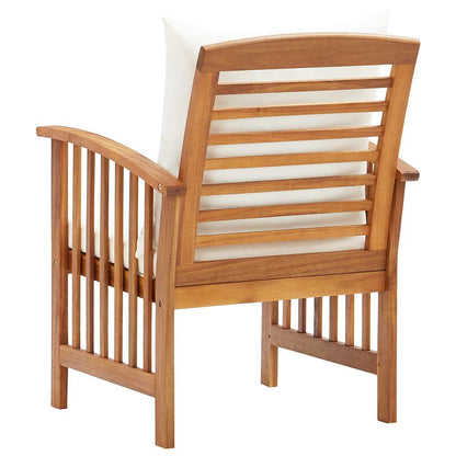 Garden Chair Set of 2 Cream White (Cushions) Solid Acacia wood