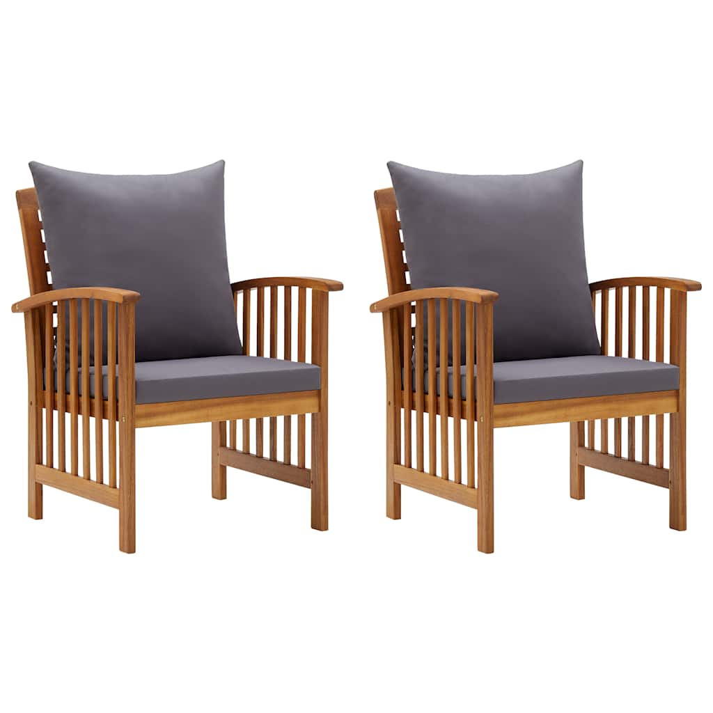 Garden Chair Set of 2 Dark grey, Natural wood Solid acacia wood