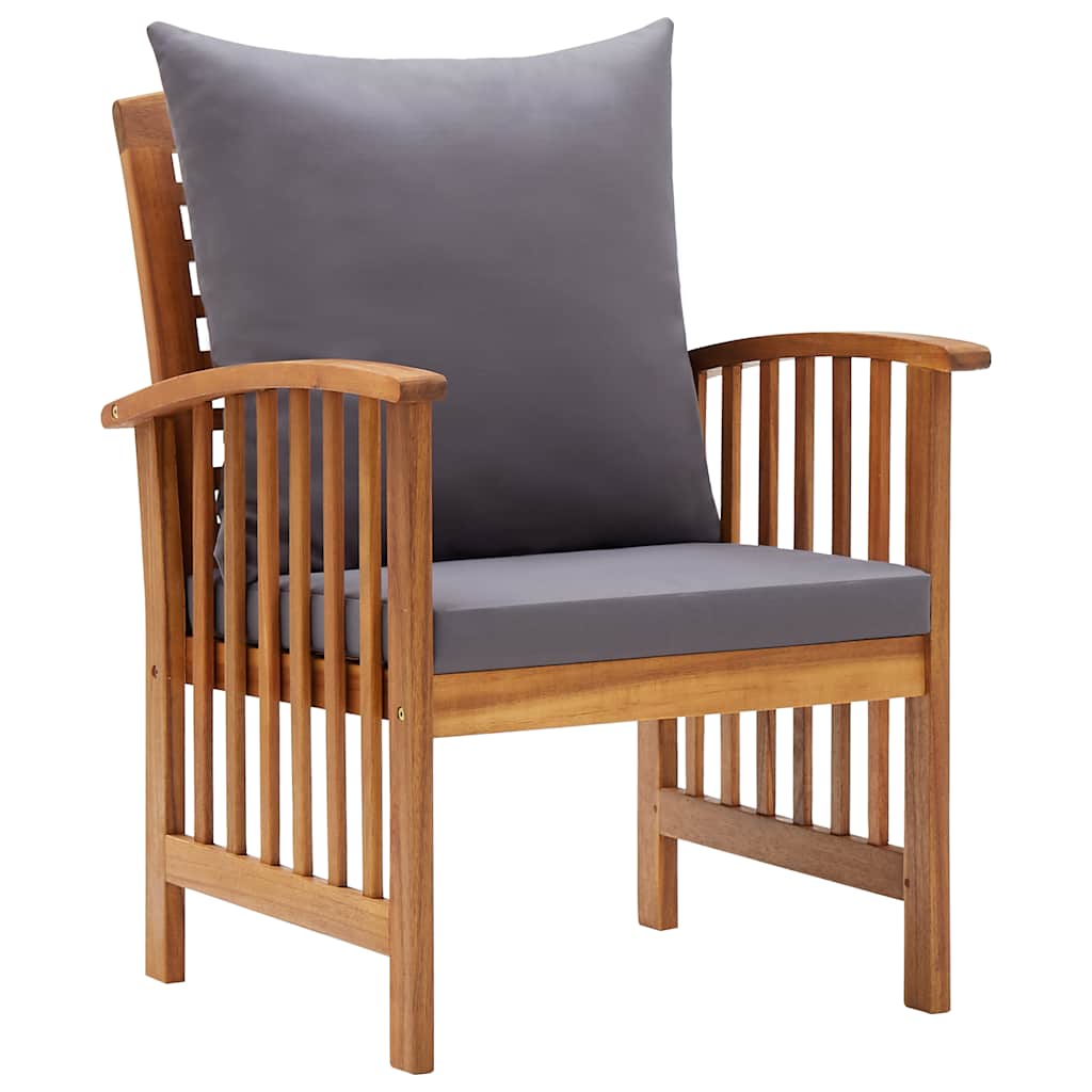 Garden Chair Set of 2 Dark grey, Natural wood Solid acacia wood