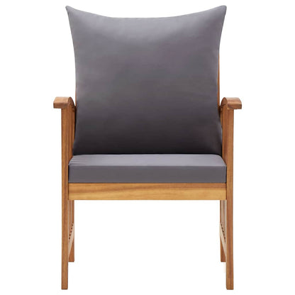 Garden Chair Set of 2 Dark grey, Natural wood Solid acacia wood