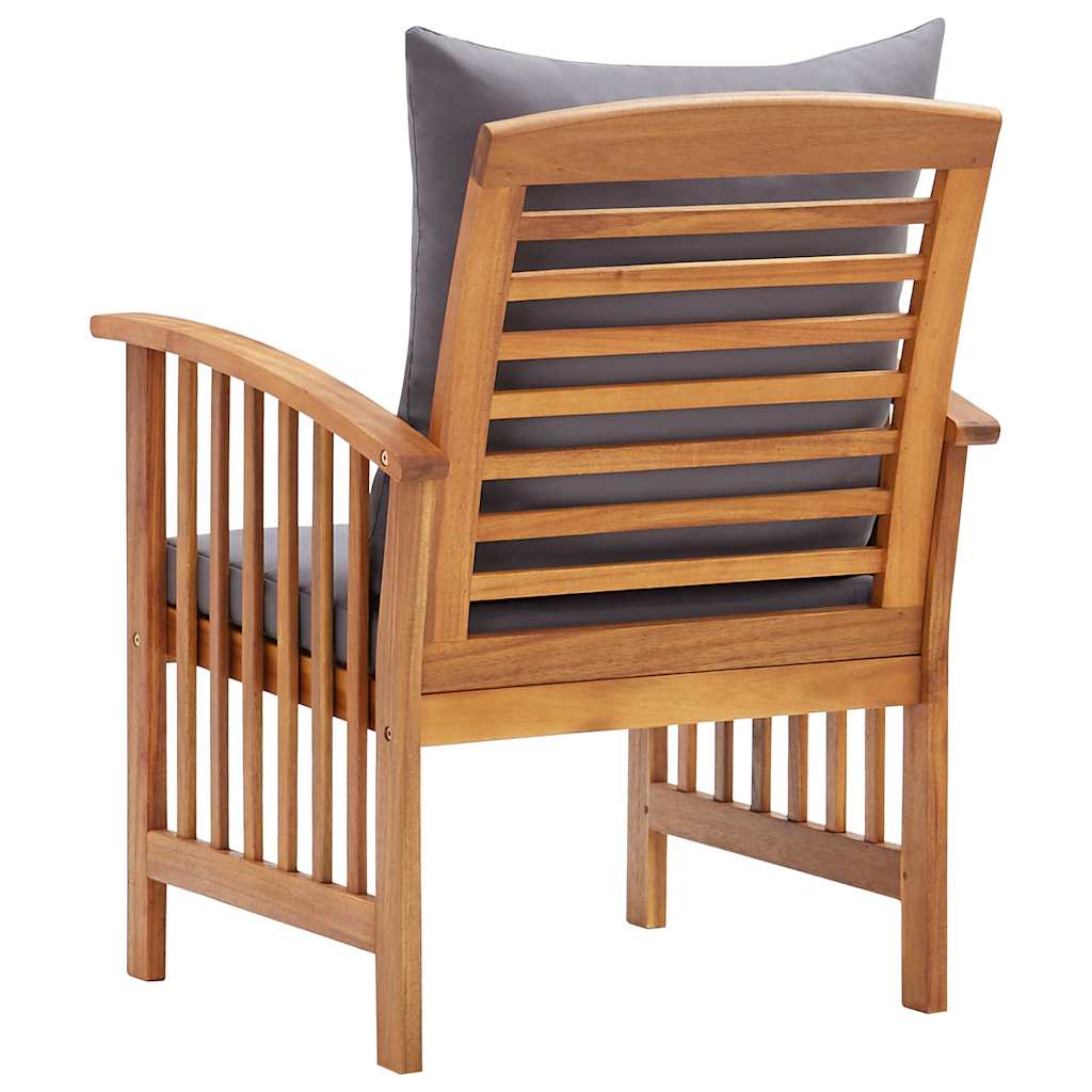 Garden Chair Set of 2 Dark grey, Natural wood Solid acacia wood