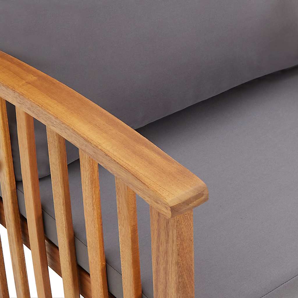 Garden Chair Set of 2 Dark grey, Natural wood Solid acacia wood