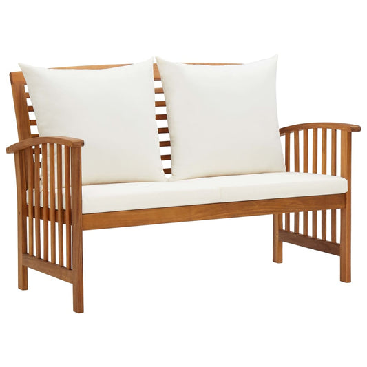 Garden Bench Cream White, Natural Wood