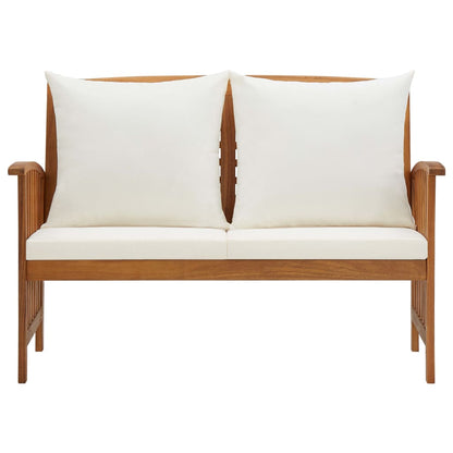 Garden Bench Cream White, Natural Wood