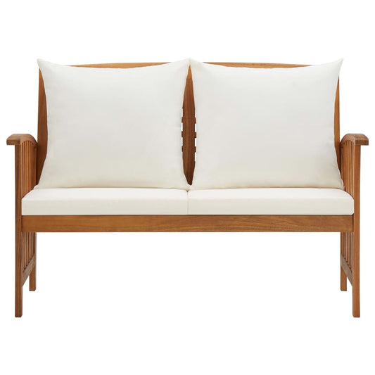 Garden Bench Cream White, Natural Wood