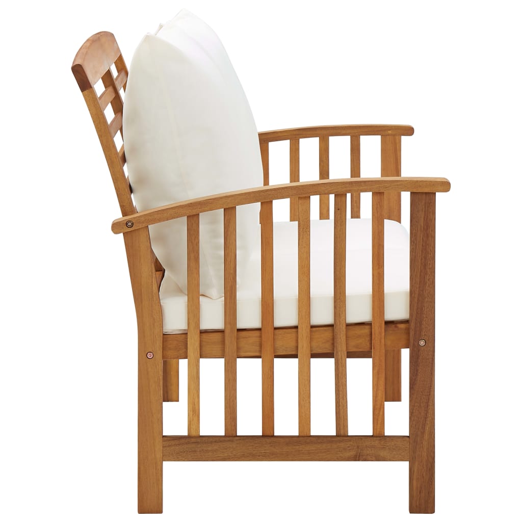 Garden Bench Cream White, Natural Wood