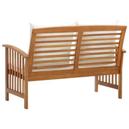 Garden Bench Cream White, Natural Wood