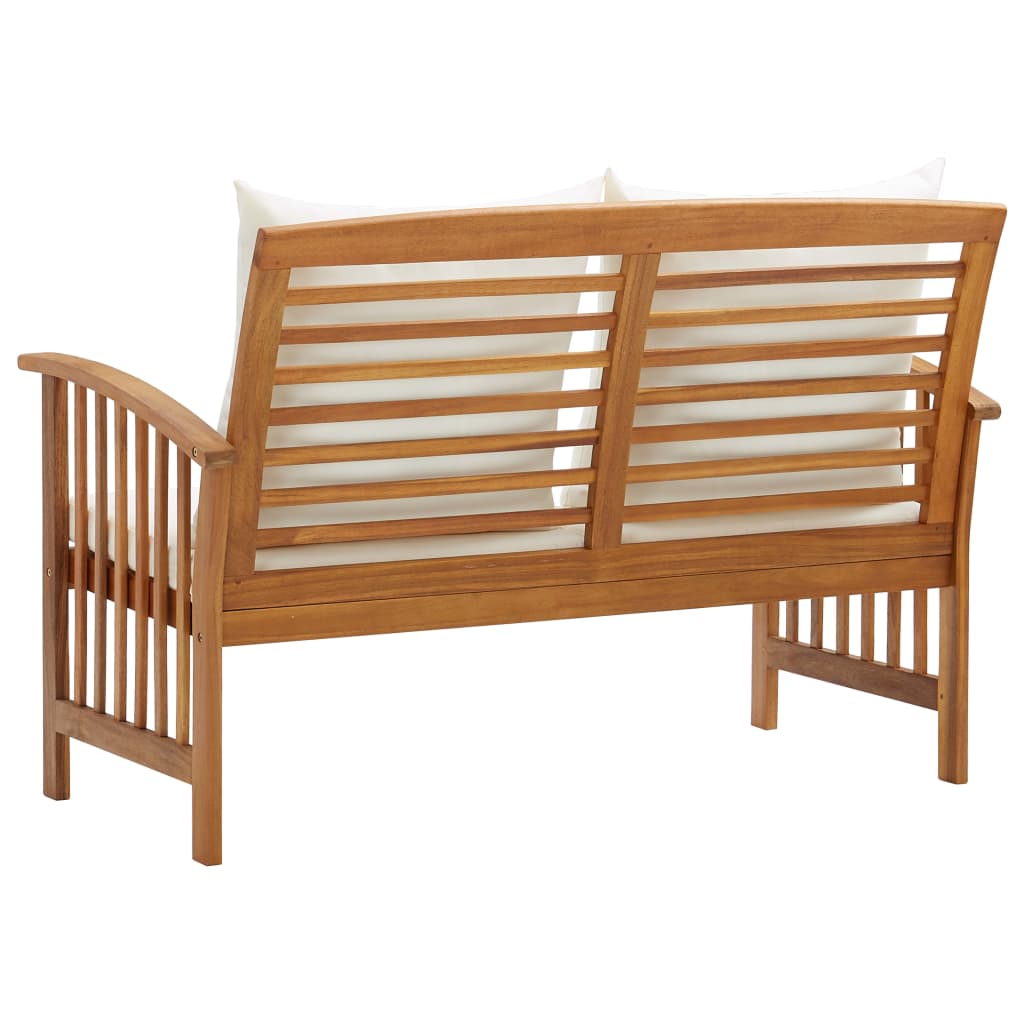 Garden Bench Cream White, Natural Wood