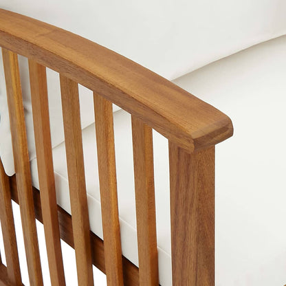 Garden Bench Cream White, Natural Wood