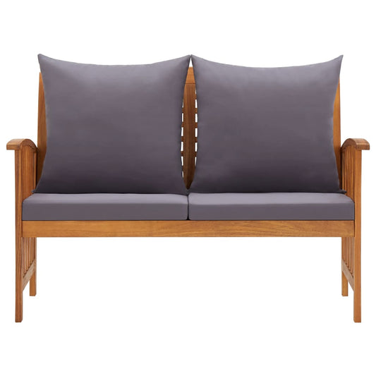 Garden Bench Dark grey cushions, Natural wood
