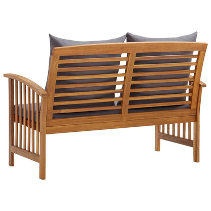 Garden Bench Dark grey cushions, Natural wood