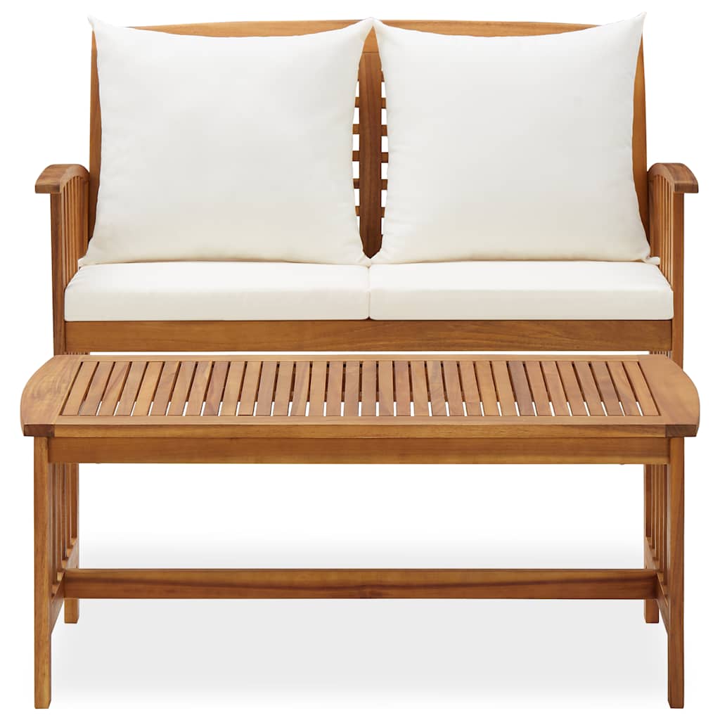 Garden Lounge Set Cream white cushions, Natural wood
