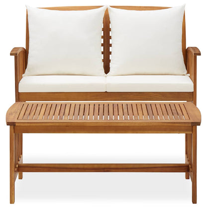 Garden Lounge Set Cream white cushions, Natural wood