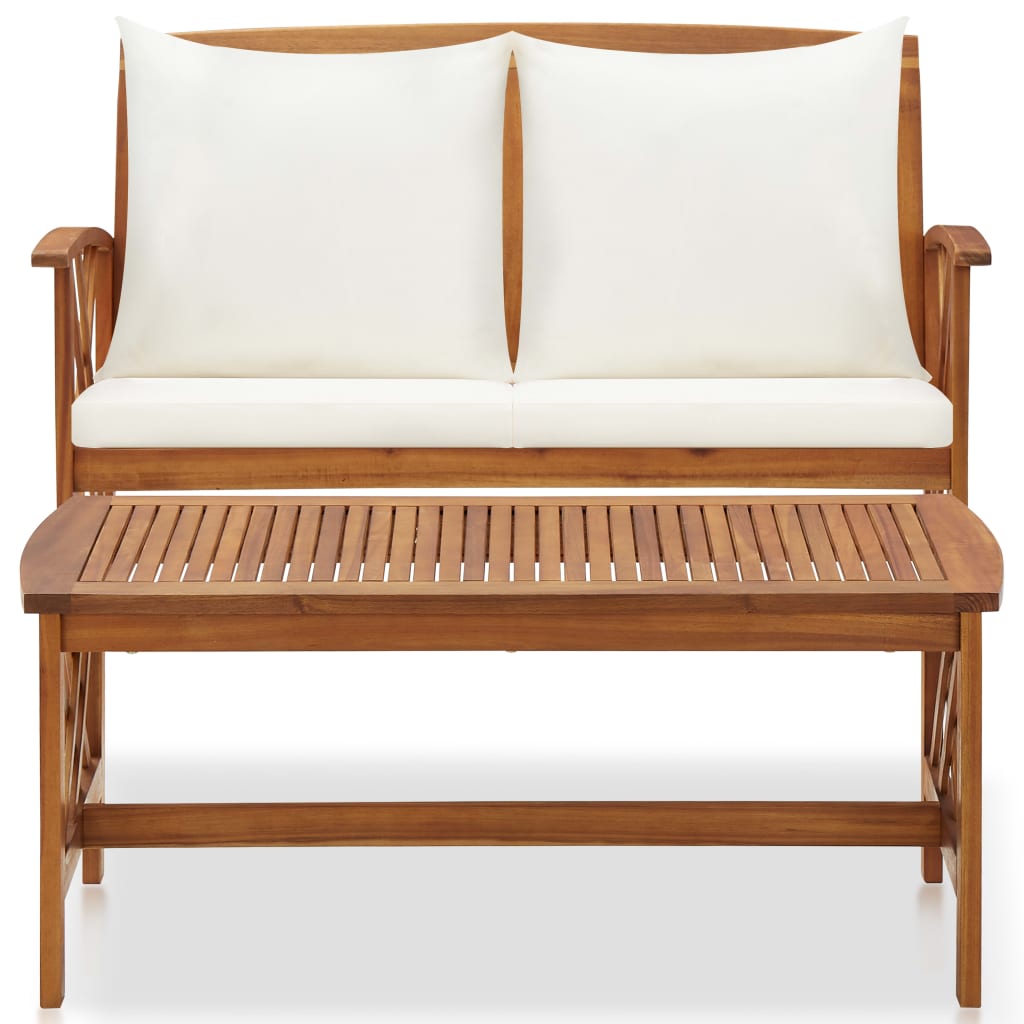 Garden Lounge Set Cream white, Natural wood finish