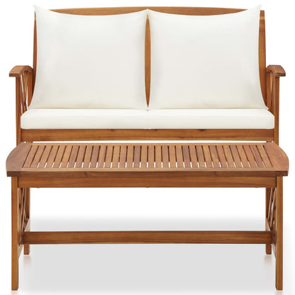 Garden Lounge Set Cream white, Natural wood finish