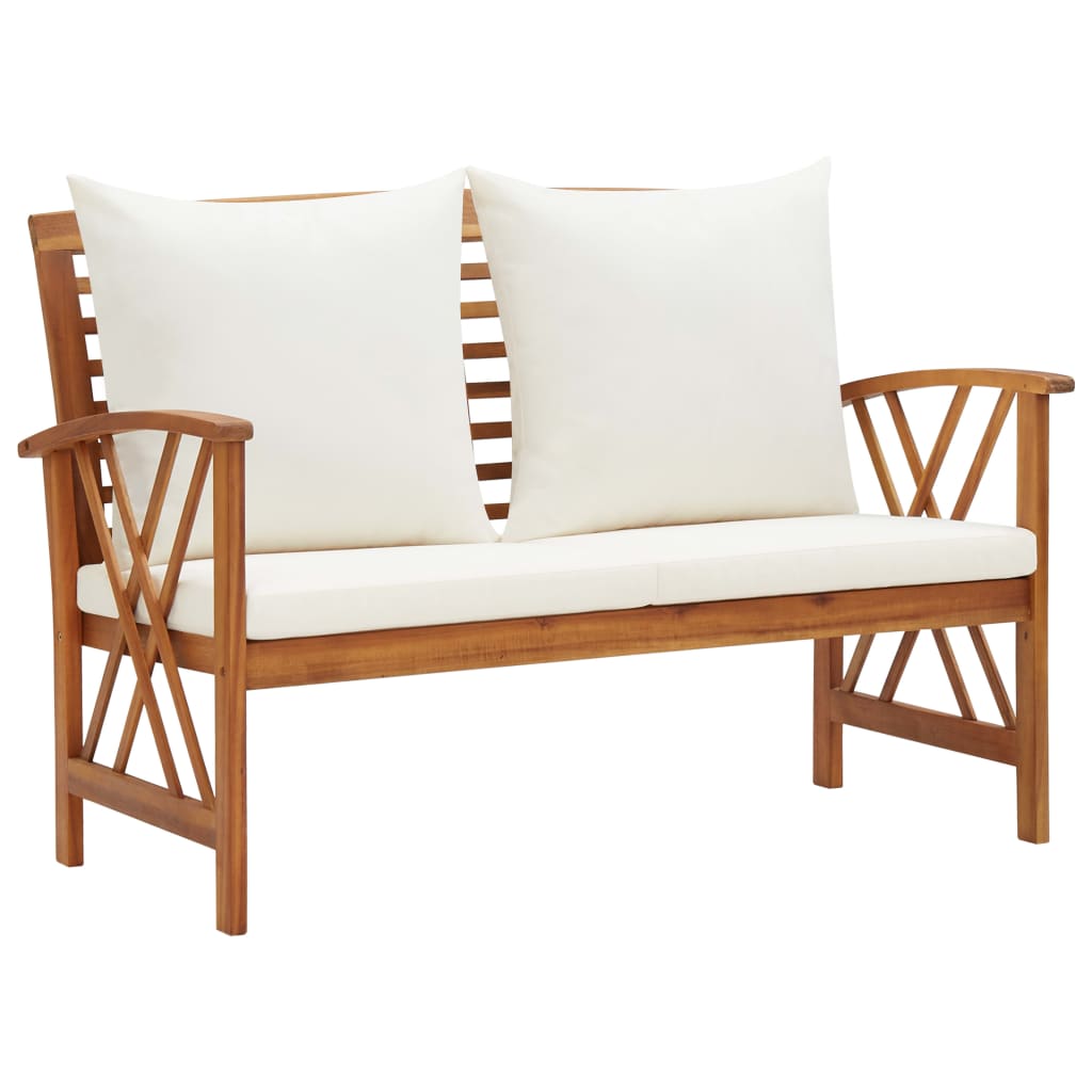 Garden Lounge Set Cream white, Natural wood finish