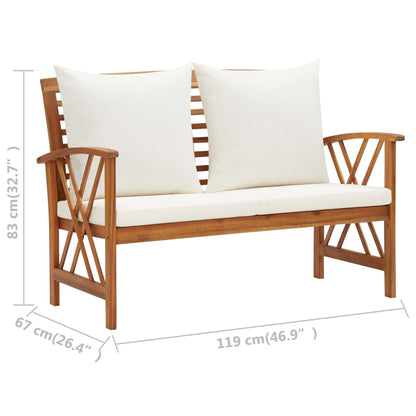 Garden Lounge Set Cream white, Natural wood finish