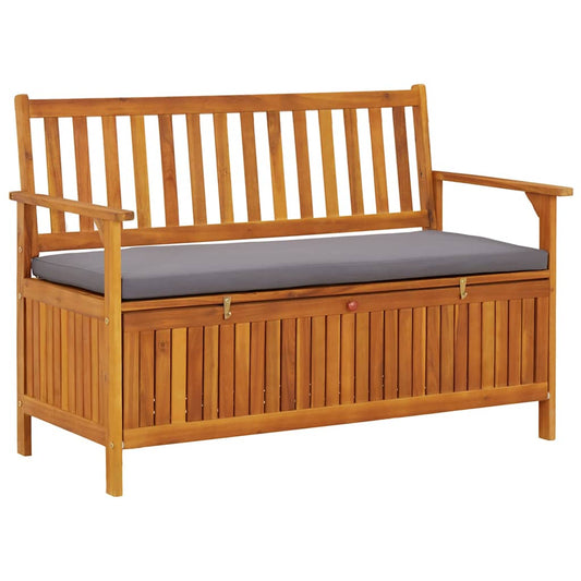 Storage Bench Dark grey seat cushion, Natural wood