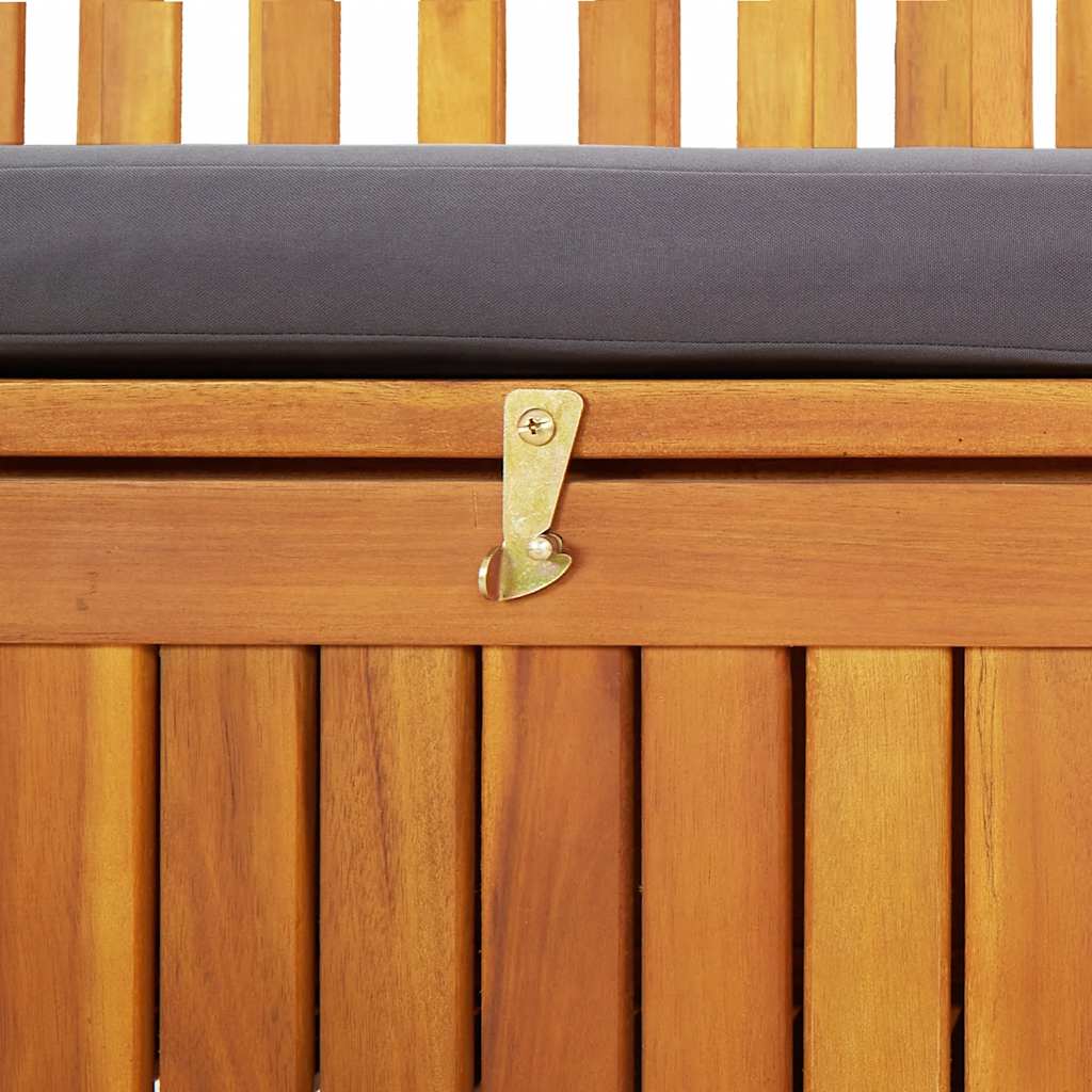 Storage Bench Dark grey seat cushion, Natural wood