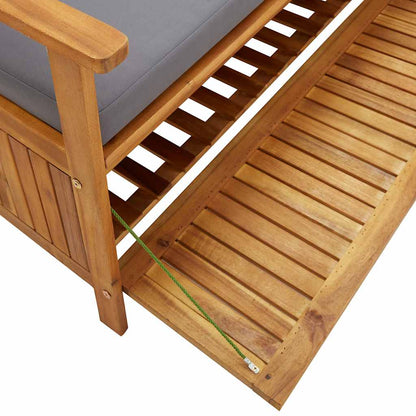 Storage Bench Dark grey seat cushion, Natural wood