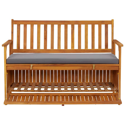 Storage Bench Dark grey seat cushion, Natural wood