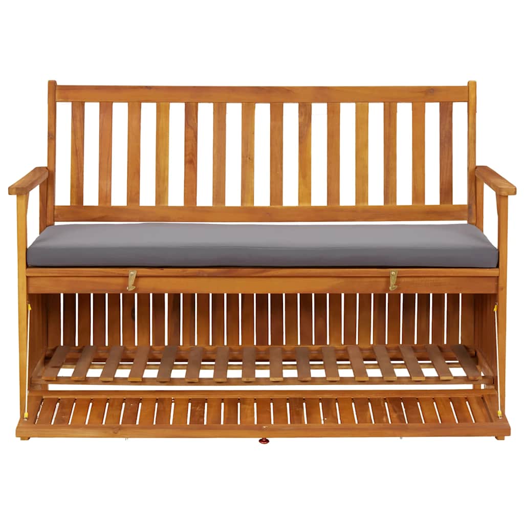 Storage Bench Dark grey seat cushion, Natural wood