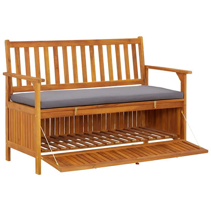 Storage Bench Dark grey seat cushion, Natural wood