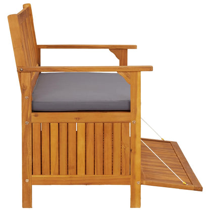 Storage Bench Dark grey seat cushion, Natural wood