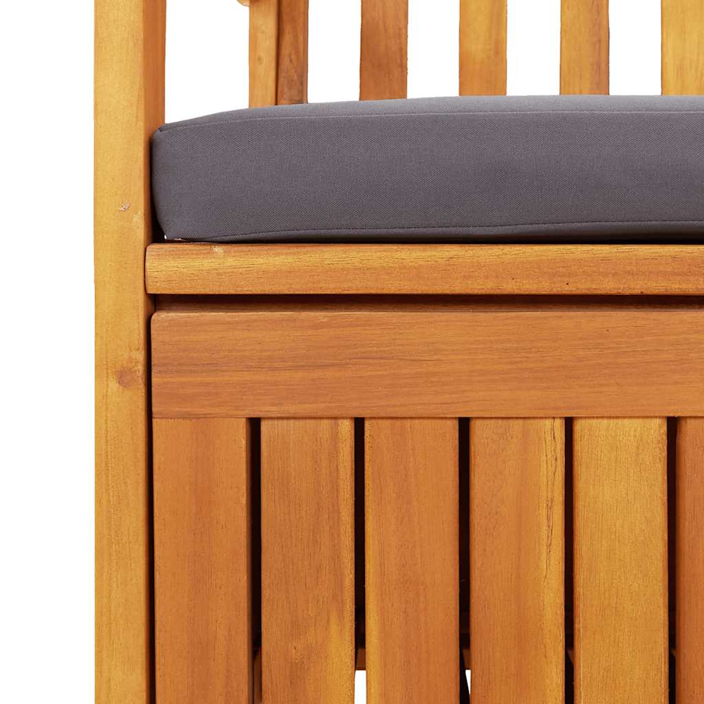 Storage Bench Dark grey seat cushion, Natural wood