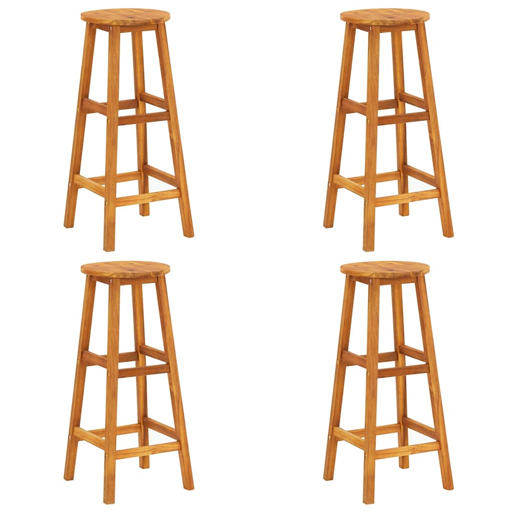 Bar Stool Set of 4 Acacia Wood Color Solid Acacia Wood Standard